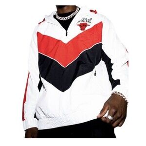 Chicago Bulls ULTRA GAME 1/4 Zip Men's Large Windbreaker New Size  3XL Red/White